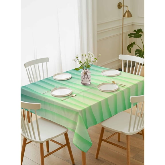 Turquoise Teal Ombre Tablecloth Rectangle Table Cloth 52x70, Waterproof Tablecloth Outdoor Table Cloth, Modern Geometric Moire Abstract Art Aesthetics Washable Table Cover for Kitchen Dinning Party