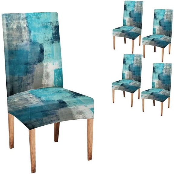 Turquoise Teal Slipcover Stretch Removable Washable Parson Chair Covers for Dining Room, Living Room, Kitchen Set of 4