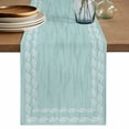 thumbnail image 1 of Turquoise Textured Table Runner 70 Inches Long,Farmhouse Country Woven Striped Cotton Linen Table Runners Dresser Scarves,Fabric Tabletop Scarf Furniture Cover for Home Dinner Party 13"x70", 1 of 9