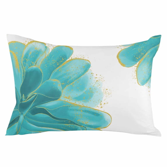 Turquoise Throw Pillow Cover 24 x 36 Inch Decorative Pillow Cover Modern Gold Solid Tie Dye Watercolor Floral Lumbar Pillowcase Seasonal Rectangle Cushion Case for Couch Sofa Bed Living Room