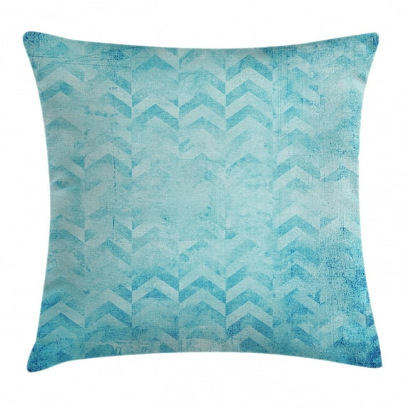 Turquoise Throw Pillow Cushion Cover, Geometric Design Chevron Patterns on Old Vintage Paper Contemporary Art Print, Decorative Square Accent Pillow Case, 24" X 24", Turquoise, by Ambesonne