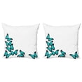 thumbnail image 1 of Ambesonne Spring Throw Pillow Cover 2 Pack, Sunny Butterflies Morphs, 16", Black Turquoise, 1 of 5