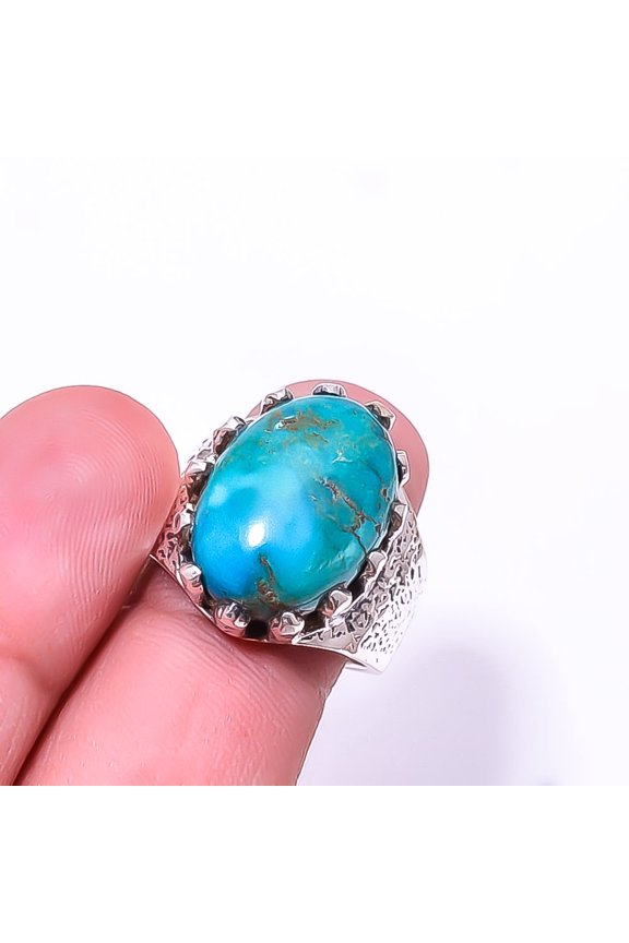 Turquoise -Tibet 925 Sterling Silver Ring s.8, Blue Turquoise Ring R_9368_305_1