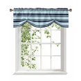 thumbnail image 1 of Turquoise and Tie Up Valances Curtain, Adjustable Kitchen Dark Blue Stripes Minimalist Modern Geometric Valances for Windows Decor, Rod Pocket Short Curtains Set for Bedroom/Bathroom, 42"x12", 1 of 8