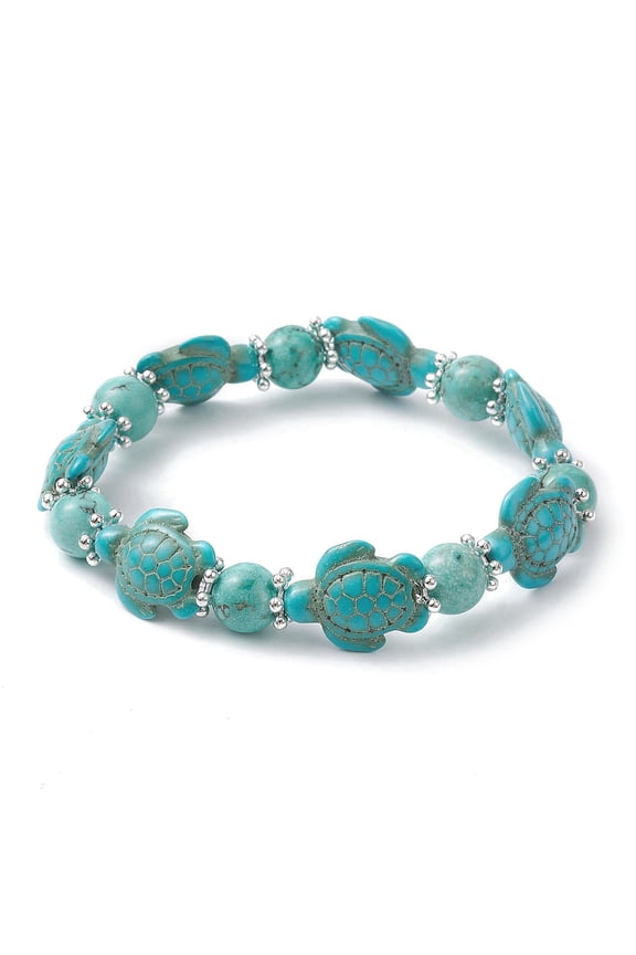 Turquoise Tortoise Beaded Stretch Bracelets Dark Turquoise Inner Diameter: 2 inch(5.1cm)