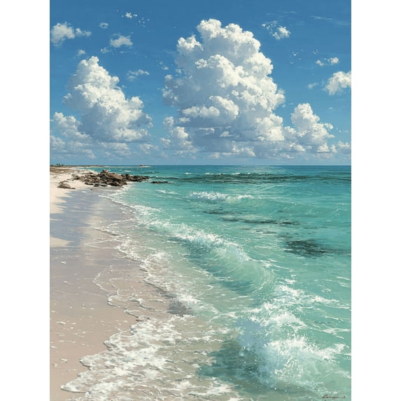 Turquoise Tropical Island Seascape Canvas Home Office Coastal Wall Decor