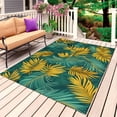 thumbnail image 1 of Turquoise Tropical Outdoor Rug for Patio/Deck/Porch, Non-Slip Large Area Rug 4 x 6 Ft, Gold Palm Leaves Summer Pastoral Indoor Outdoor Rugs Washable Area Rugs, Reversible Camping Rug Carpet Runner, 1 of 8