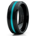 thumbnail image 1 of Turquoise Tungsten Wedding Band Men & Women Anniversary Ring Engagement Ring 8mm Black Tungsten Ring Comfort Fit, 1 of 2