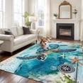 thumbnail image 1 of Turquoise Turtle Area Rug 5x8 FT, Non Slip Bedroom Throw Carpet, Farmhouse Coastal Starfish Seaweeds Washable Soft Floor Carpet Non-Shedding Rug for Living Room Nursery Dorm Office, 1 of 9