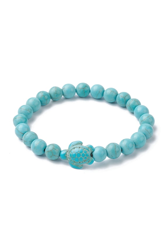 Turquoise Turtle Beaded Stretch Bracelet Inner Diameter: 2-1/8 inch(5.5cm)