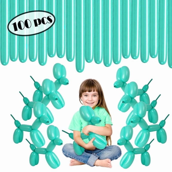 Turquoise Twisting Balloons - Long Balloons - 100 Pack