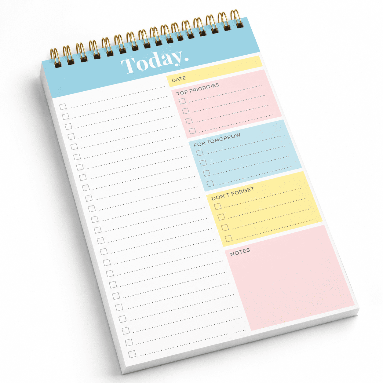 Turquoise Undated Daily Weekly To Do List Planner Notebook, 52-Sheet ...
