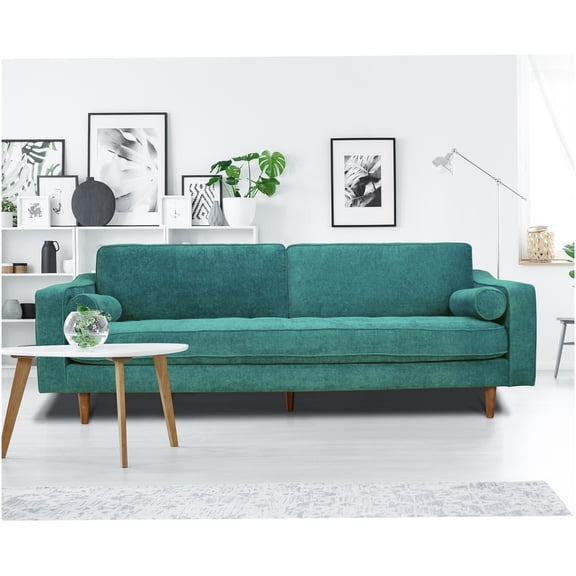 Turquoise Upholstered Sofa, Modern Living Room Couch with Comfortable Seating and Sturdy Structure