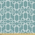thumbnail image 1 of Ambesonne Turquoise Fabric by the Yard Upholstery, Retro Squared Rounds, 2 Yards, Petrol Blue and White, 1 of 4