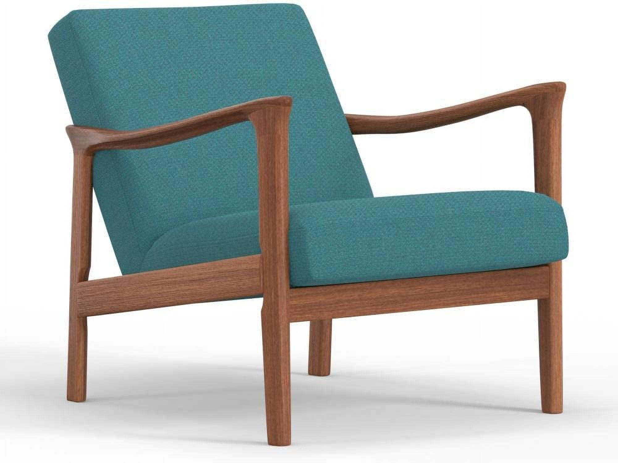 Zephyr Turquoise Mid-Century Modern Wood Lounge Chair