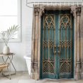 thumbnail image 1 of Turquoise Vintage Door Small Stall Shower Curtain, Waterproof Shower Curtains for Bathroom, Countryside Barn Abstract Art Washable Fabric Bath Curtain for Bathtub Decoration with Hooks 36x72 Inches, 1 of 9