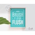 Turqoise Neon Turquoise Wash Brush Floss Flush Wall Art Print, Bright Bathroom ...