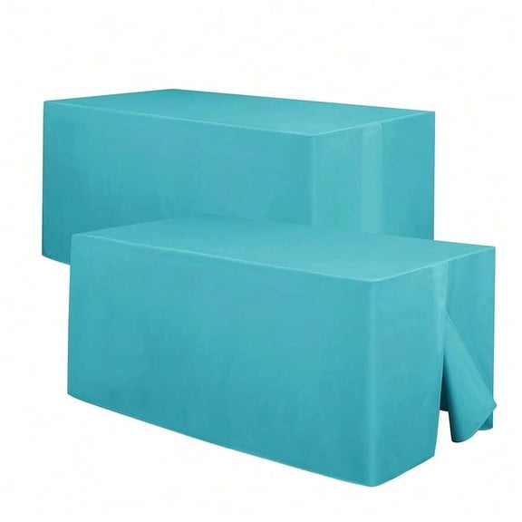 Turquoise Waterproof Fitted Tablecloths 2 Pack, 30x48 Inch Tear Resistant Rectangle Table Cover For 4 Foot Tables, Polyester