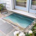 thumbnail image 1 of Turquoise Waves Door Mat Indoor Outdoor, Simple Ombre Abstract Sea Waves Art Non Slip Welcome Mat with Rubber Backing, Absorbent Fabric Front Door Mats Entryway Rug for Home Patio Entrance 16"x24", 1 of 9