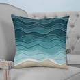 thumbnail image 1 of Turquoise Waves Throw Pillow Covers, Soft Pillowcases with Invisible Zipper, Simple Ombre Abstract Sea Waves Art Decorative Square Pillow Cushion Covers for Living Room Couch Sofa Bed 18x18 Inches, 1 of 8