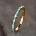 thumbnail image 1 of Turquoise Wedding Band Half Eternity Stackable Ring Dainty 925 Sterling Silver Yellow Gold Plated Gemstone Jewelry For Women Gift By KIRAN FINE JEWELS, 1 of 5