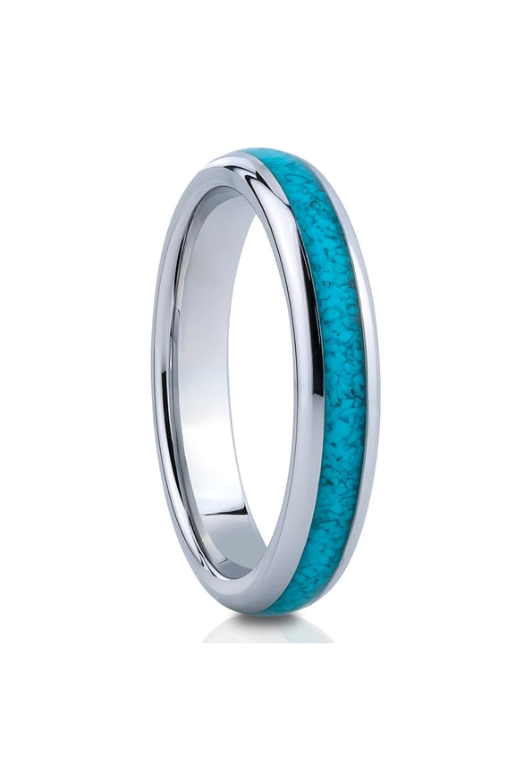 Turquoise Wedding Ring,Silver Tungsten Ring,Ladies Tungsten Ring,Tungsten Carbide Ring,Silver Tungsten