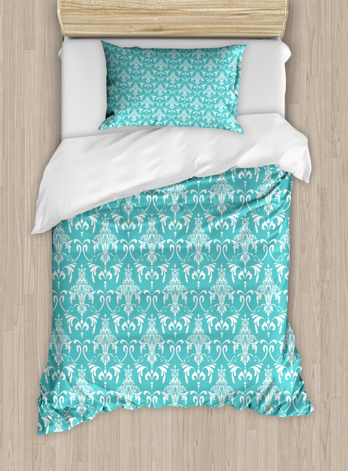 Turquoise & White Block Print Twin Set