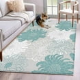 thumbnail image 1 of Turquoise White Floral Area Rug 4x6 FT, Non Slip Kids Room Carpet, Elegant Chrysanthemum Farmhouse Washable Soft Floor Carpet Non-Shedding Throw Rug for Dorm Kitchen Study Room Home Office Bedside, 1 of 9