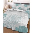 thumbnail image 1 of Turquoise White Floral Twin XL Size Down Alternative Comforter,Lightweight Comforter Quilt Bedding Set with Pillow Shams Elegant Chrysanthemum Farmhouse All Seasons Bed Comforter Duvet Insert 68"x98", 1 of 7