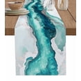 thumbnail image 1 of Turquoise White Marble Table Runner Cotton Linen 108 Inch Holiday Dresser Scarves, Modern Art Abstract Marble Crack Tablerunner for Kitchen Coffee Dining Bedroom Dinner Scarf Décor 13''x108'', 1 of 9