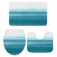 thumbnail image 1 of Turquoise White Ombre Bath Mat 3 Piece Bathroom Rug Set, Modern Country Abstract Stripes Non Slip Bath Rug Contour Mat and Toilet Lid Cover, Absorbent Shower Mats Soft Bath Rugs and Mats Sets, 1 of 8