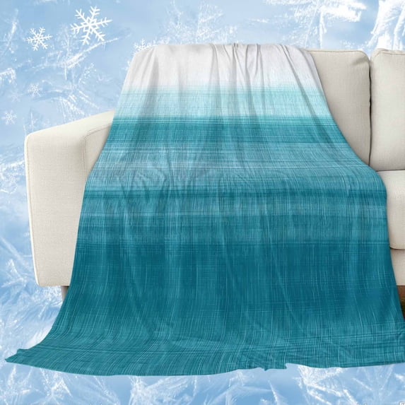 Turquoise White Ombre Cooling Blanket,Lightweight Breathable Summer Throw Blanket with Double Sided Cold Effect,Modern Country Abstract Stripes Picnic Blankets Bed Sheet for Hot Sleepers 40"x60"