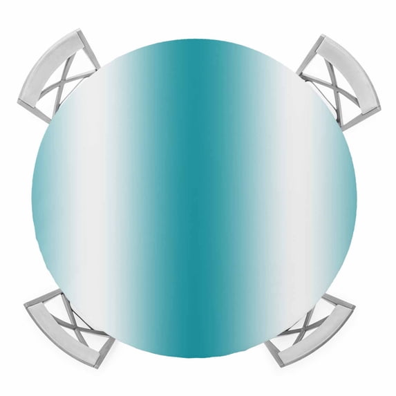 Turquoise White Ombre Round Fitted Tablecloth with Elastic Edge, Waterproof Table Cloth Table Cover for 36"-44" Tables, Abstract Art Modern Teal Gradient Tablecloths for Dining Picnic Indoor Outdoor