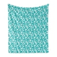 thumbnail image 1 of Turquoise and White Soft Flannel Fleece Blanket, Modern Tropical Leaves Exotic Tree Foliage Spring Nature Theme, Cozy Plush for Indoor and Outdoor Use, 60" x 80", Turquoise and White, by Ambesonne, 1 of 5