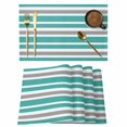 thumbnail image 1 of Turquoise, White and Grey Stripes Placemats Set of 4 Striped Pattern Place Mats Table Mats Kitchen Dining Home Outdoor Party Table Decoration, 1 of 9