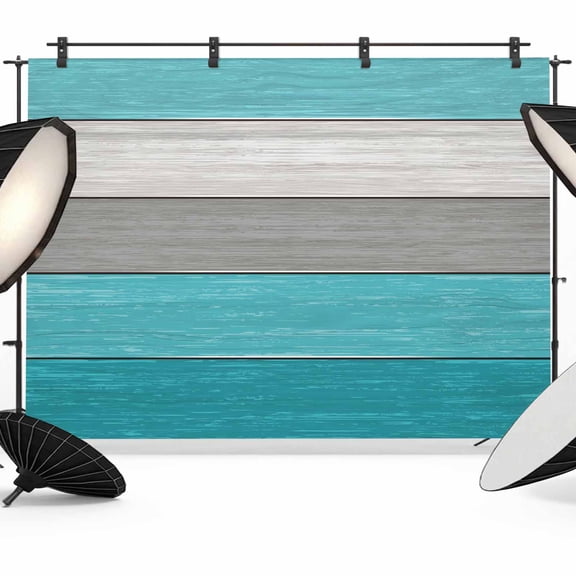 Turquoise Wood Grain Photography Backdrop 7x5FT, Vintage Turquoise Gradient Grey Rustic Wooden Plank Photo Backdrops, Background for Photography Studio, Back Drop for Photoshoot