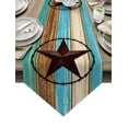 thumbnail image 1 of Turquoise Wooden Planks Rustic Table Runners Modern Home Kitchen Dining Tablecloths Wedding Party Table Decoration Table Runner, 1 of 5