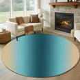 thumbnail image 1 of Turquoise Yellow Ombre Round Rug 6ft Washable Circle Kitchen Rugs Non Slip Farmhouse Modern Gradient Art Large Area Rug Indoor Floor Carpet for Bedroom Living Room Home Office Dining Room Nursery, 1 of 8