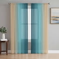thumbnail image 1 of Turquoise Yellow Ombre Sheer Curtains 96 Inch Length 2 Panels Set Window Treatments, Farmhouse Modern Gradient Art Rod Pocket Semi Curtains for Living Room/Bedroom/Kitchen Décor, 104"W x 96"L, 1 of 7