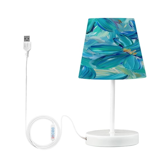 Turquoise and Blue Flowers Desk Lamp LED Table Nightstand Lamps with 3 Color Temperatures for Home Bedroom Living Room Decor 6x11