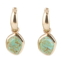 Turquoise and Bronze Half Hoop Earrings
