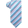 thumbnail image 1 of Turquoise and Gray Necktie - Jacquard Woven Striped Tie - Grey & Turquoise Blue Wedding Tie, 1 of 5