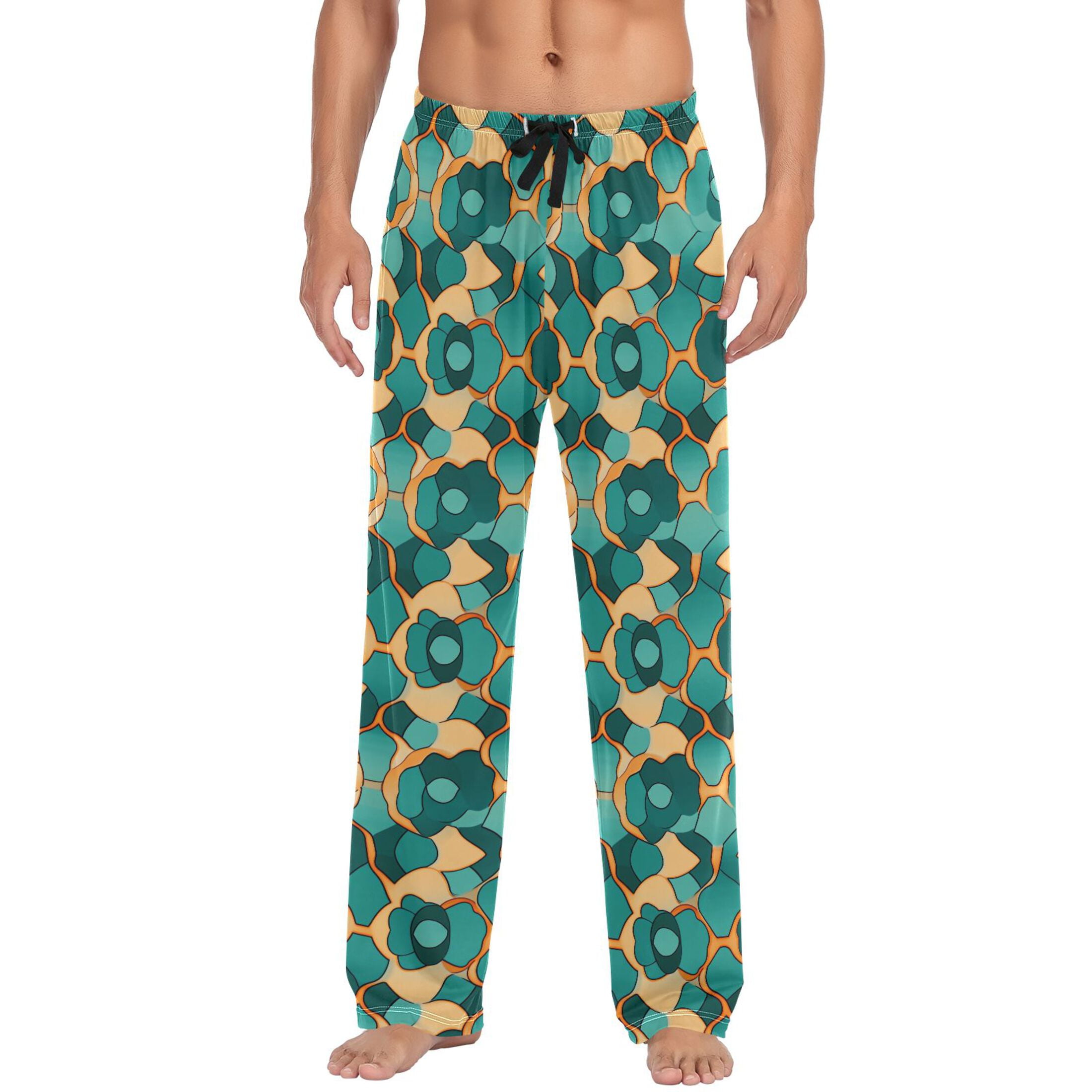 Turquoise and Orange Abstract Art Mens Pajama Pant Sleep and Lounge ...