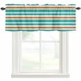 thumbnail image 1 of Turquoise and Orange Stripes Window Valance Curtain Striped Rod Pocket Short Curtain for Living Room, Bedroom & Kitchen Window Decor 42x12in, 1 of 8