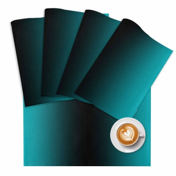 Turquoise and Placemats Set of 1 Black Gradient Place Mats Washable Table Mats for Party Kitchen Dining Decoration, 13 X 19 Inch