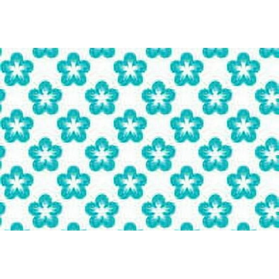 Turquoise and White Flower Edible Cake & Cupcake Image Decoration Frosting Sheet