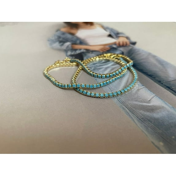 Turquoise tennis necklace,925 sterling silver tennis necklace,tennis necklace, Cz tennis necklace,gift for her