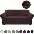 thumbnail image 1 of Turquoize 1-Piece Comfy Jacquard Spandex Sofa Stretch Slipcover, Brown, 1 of 7