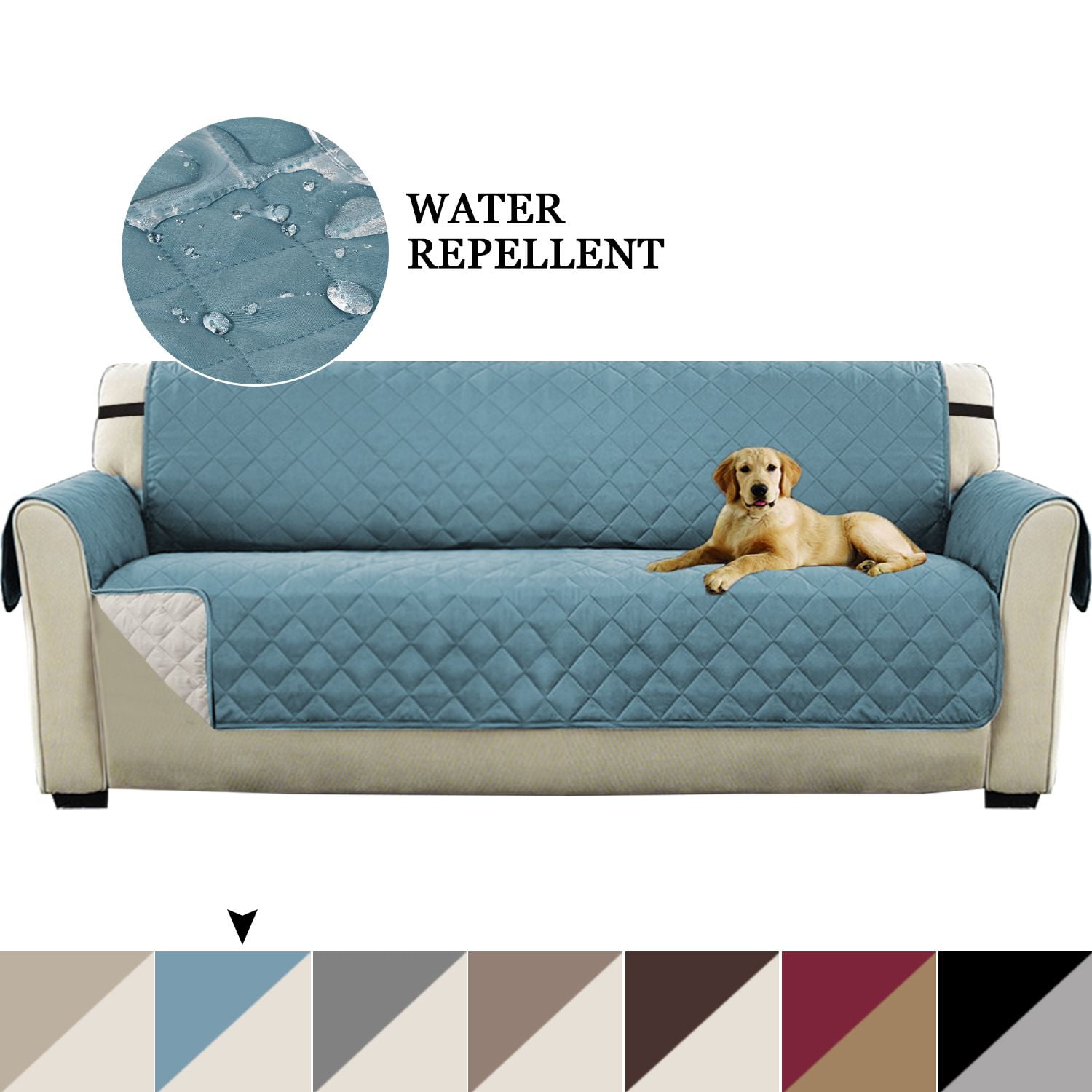 Turquoize 1Piece Original Water Repellent Reversible Quilted XL Sofa Pet Cover Protector, Blue