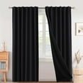 thumbnail image 1 of Turquoize 100% Blackout 84 Inch Long Curtains Back Tab/Rod Pocket Window Drapes,Black,2 Panels, 1 of 5